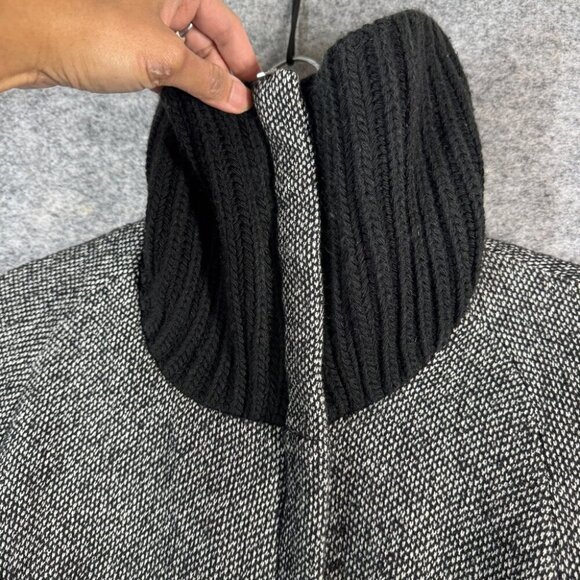 Mango Turtle High Neck Y2K Aesthetic Zip Up Gray Wool Belted Jacket Size 6 - Picture 5 of 16